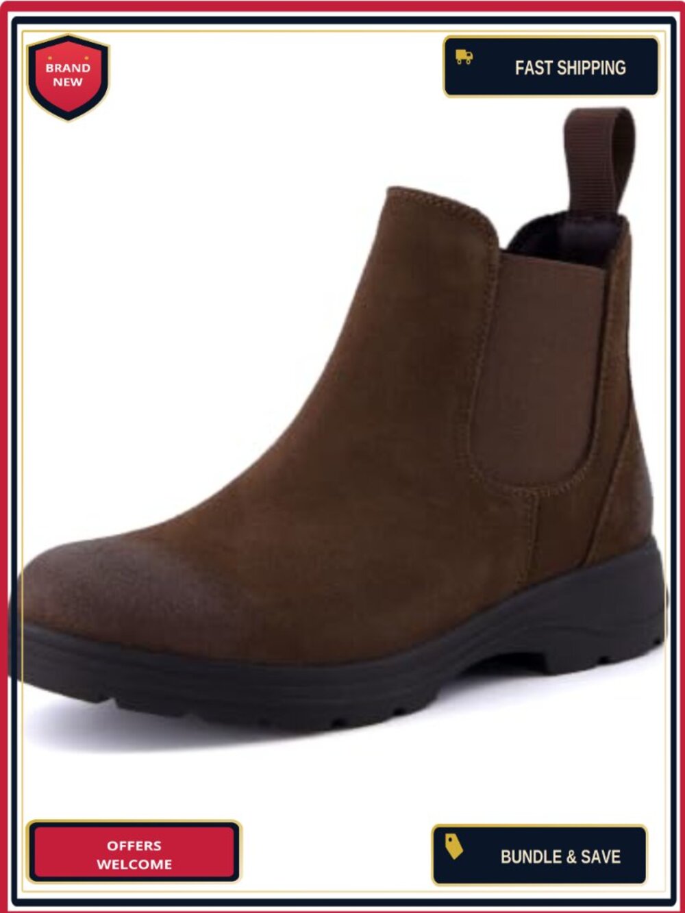 Genuine Suede Chelsea Ankle Boots for Women | Water Resistant, Lug Outsole